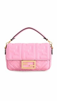 Fendi Pink Embossed Baguette Crossbody Mini Bag interior