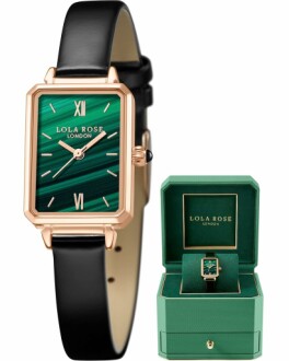 Lola Rose Dainty Women's Wrist Watch with green malachite dial