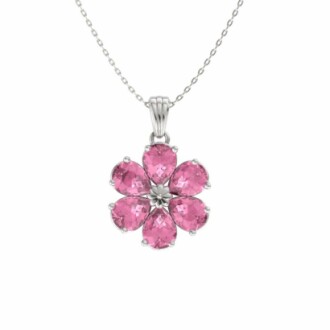 Pearl Cut Gemstone Flower Necklace