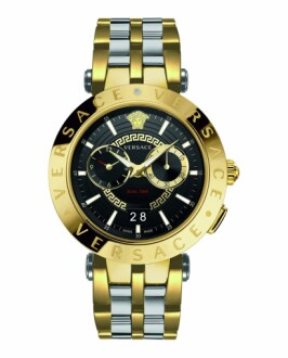 Versace Mens Black 46 mm V-Race Watch front view